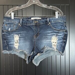 Torrid Distressed Denim Shorts Size 14 Raw Hem Stretch Y2K Festival Classic